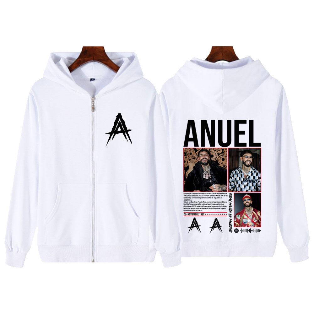 Rapper Anuel AA Album Tour 2025 Zipper Hoodie Men's Women Gothic Punk Jacket Long-sleeved Casual Hip-hop Punk Zip Up Sweatshirts
