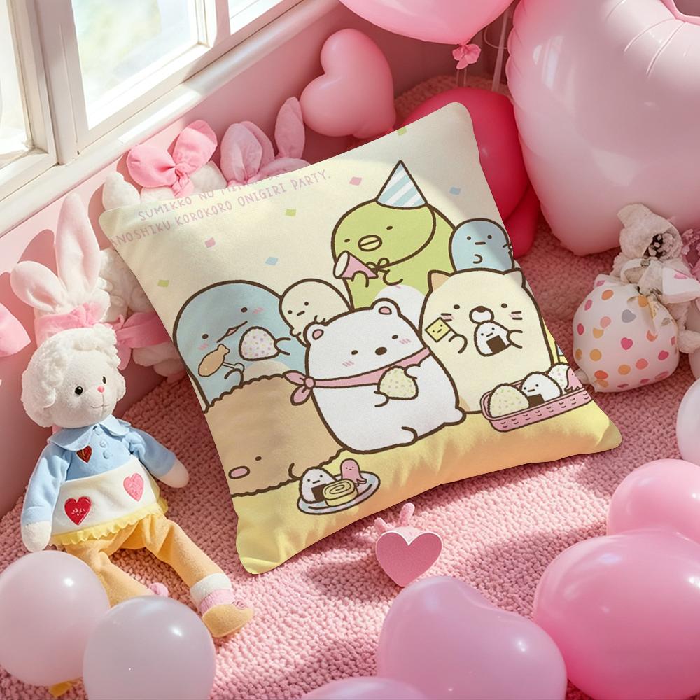 S-Sumikko Cute G-Gurashis Cushion Cover Pattern Printed Pillowcase for Living Room Sofa Cushion Cover & Bedroom Decor