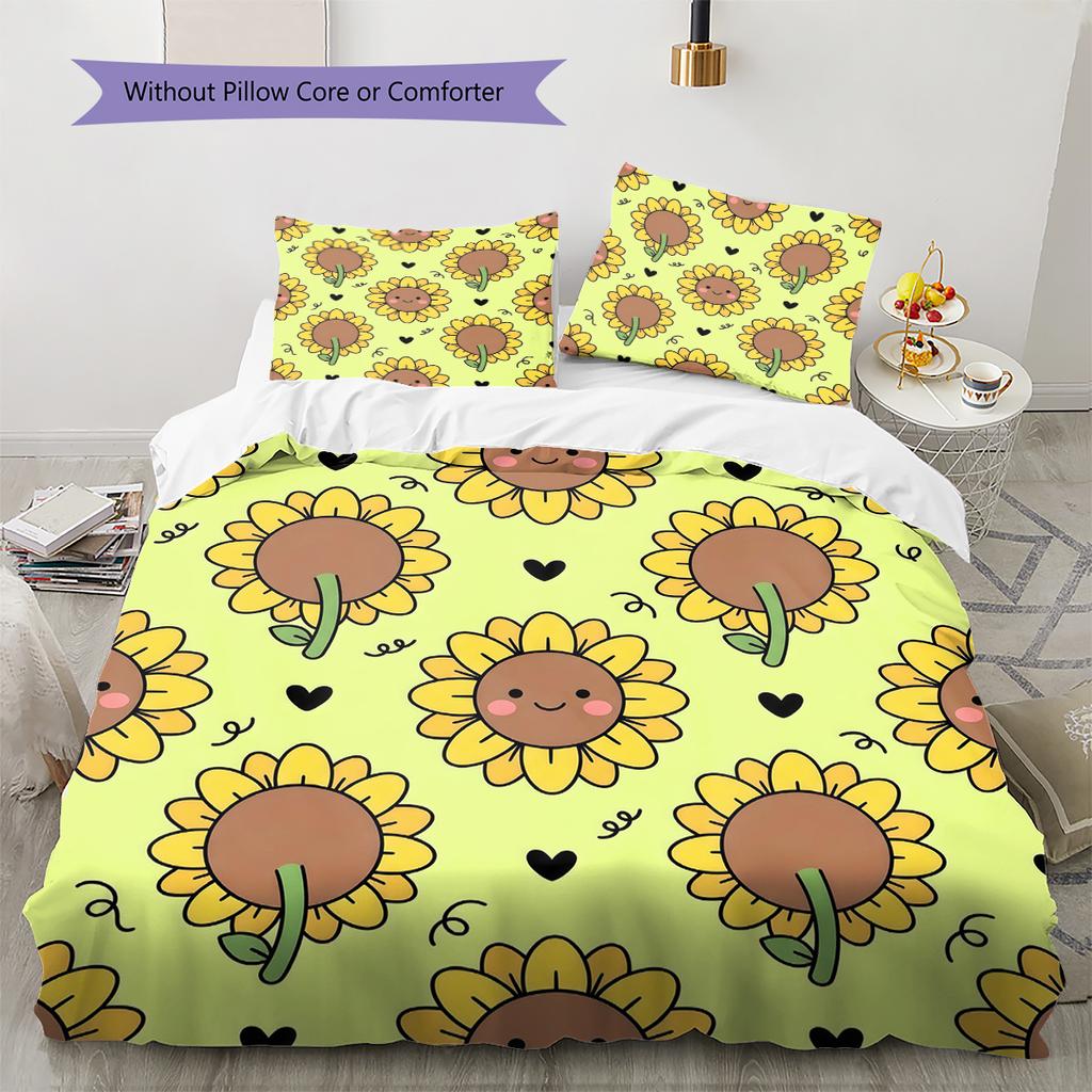 Cartoon Art Pattern Bedding,Quilt Set Quilt Cover Pillowcase Home Birthday Gift (1 * duvet cover + 2 * pillowcase, without core)
