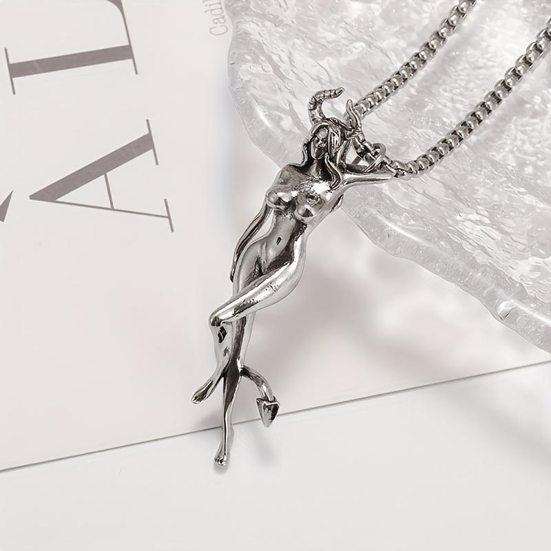 Fashion Creative Design Devil Goddess Pendant Necklace Men's Witch Motorcycle Pendant Necklace Charm Accessories Birthday Gift