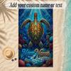 Mermaid Theme Soft Beach Towel Personalized Custom Name Text Towel Portable for Beach Pool Travel