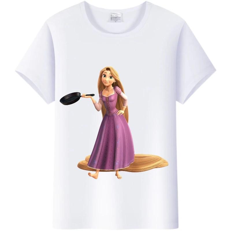 Blusa da Donna Cartone Animato Disney Kawaii Principessa Rapunzel T-shirt Estive Y2k Harajuku Coreane Abbigliamento Oversize Camicie da Ragazza