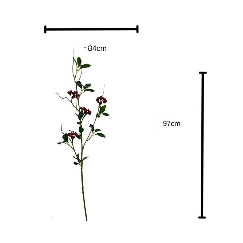 Realistic Artificial Blueberry Branch with Green Leaves, Faux Blue Berry Twig Stem, Simulation Fruit, Centerpiece DIY Floral Arrangement Accessories