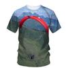 Tricou cu Model Parapantă Parapantă pentru Bărbați Sky Scape Imprimat 3D Mânecă Scurtă Modă de Vară Tricouri Street Gât Rotund