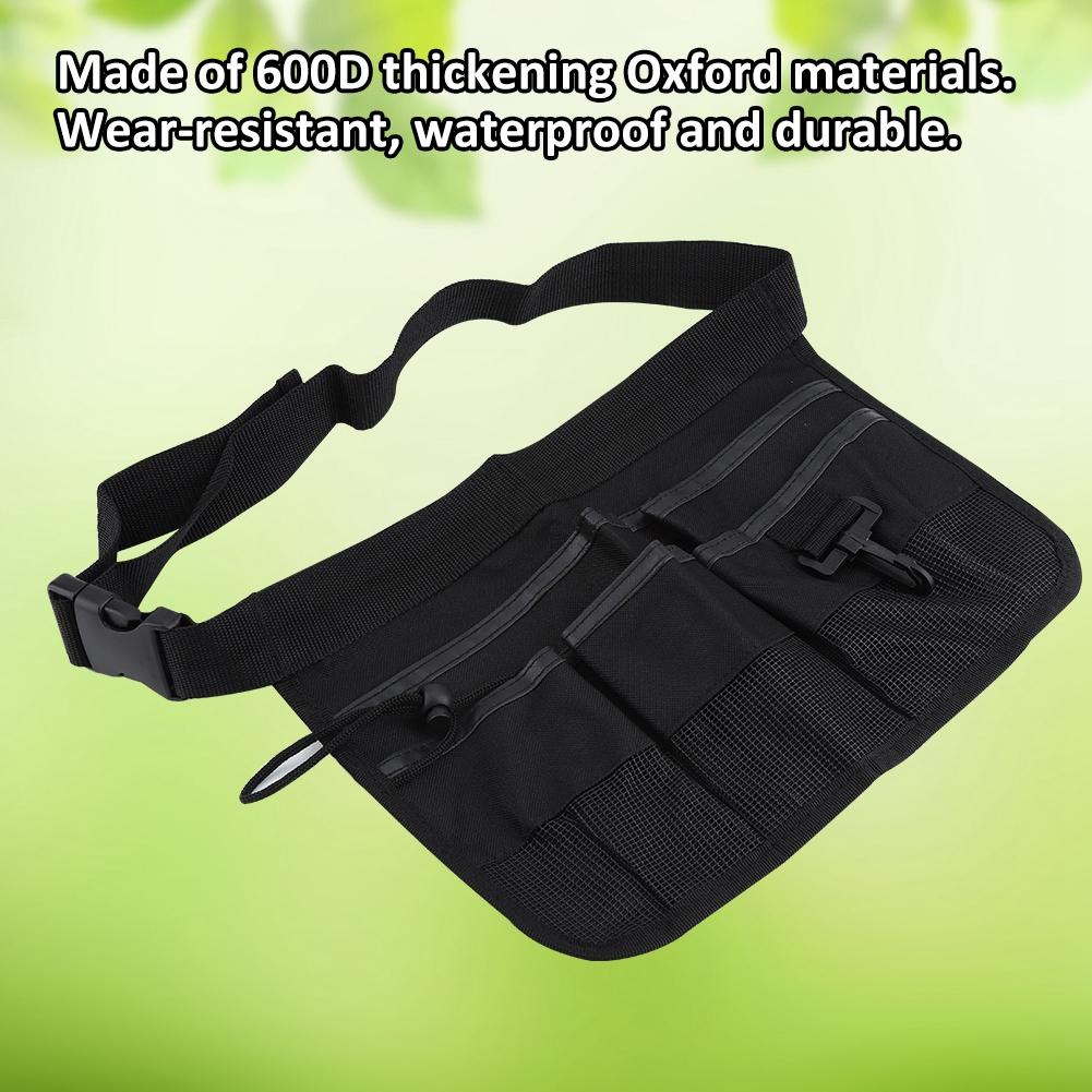 Multi pockets Electrician Tool Pouch Bag Multi Propose Waist Bag Thicken Belt (Black)