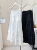 Korean-Style Black Layered Ruffled Lace Long Skirt - Women's Spring/Summer 2026