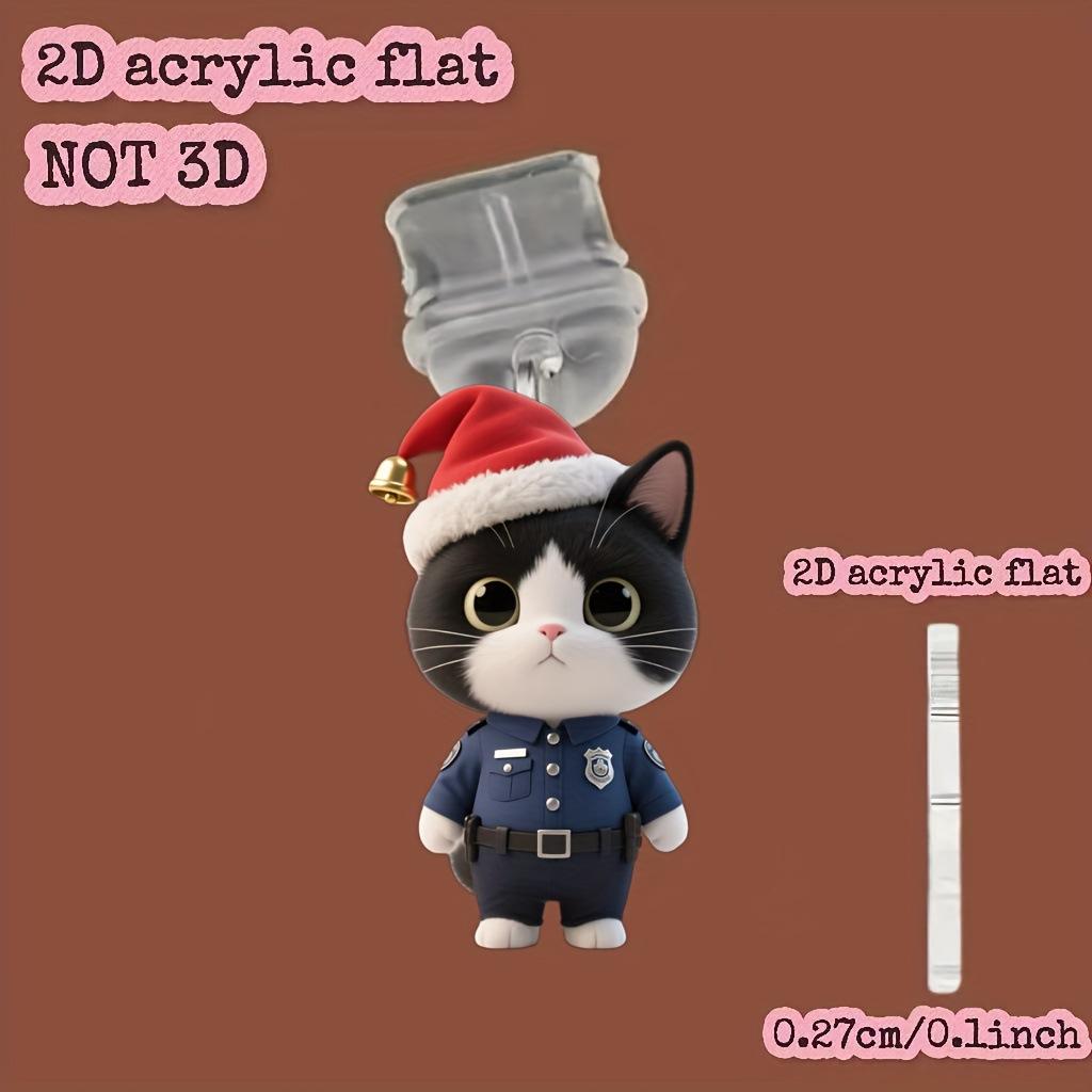 2D Acrylic Christmas Limited Edition Cat Police Phone Dust Plug, Black and White Cats In Police Uniforms Are Super Cute