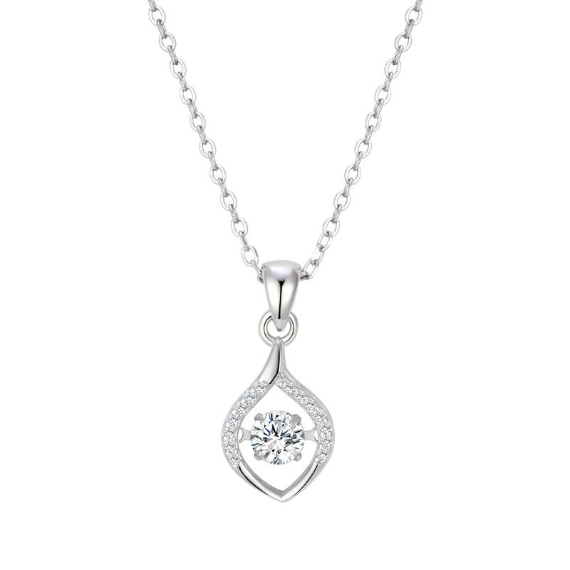 Japanese-Korean Style Zircon Heart Lock Necklace, S925 Sterling Silver Pendant & Clavicle Chain 925 Silver