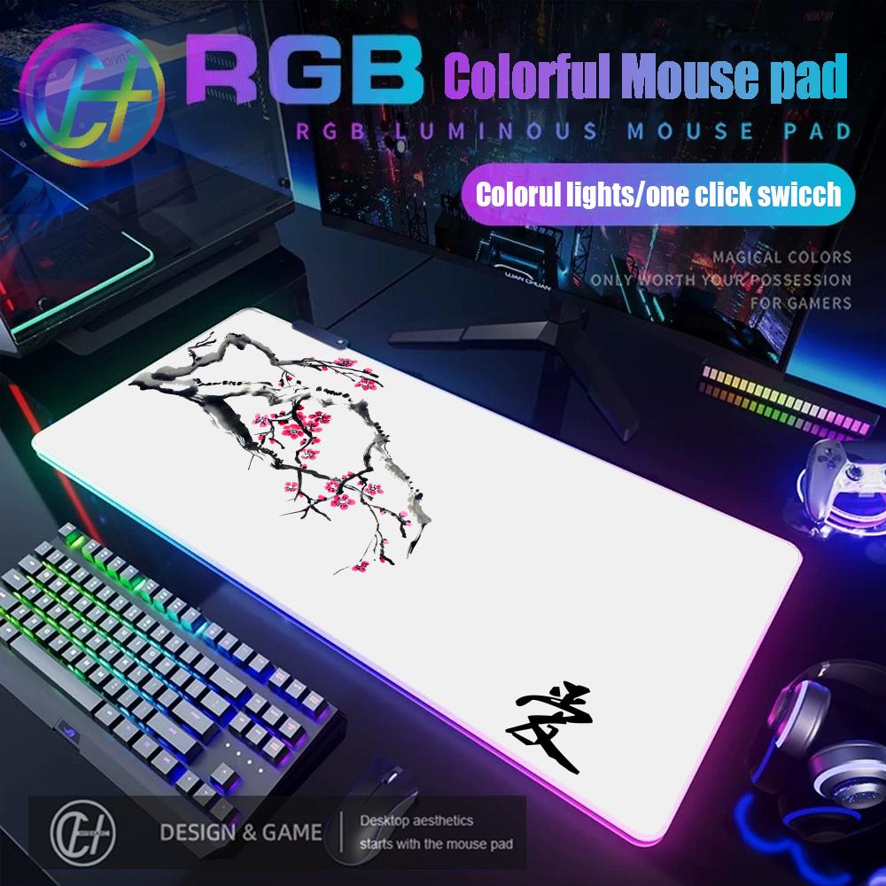 Kersenbloesem Ai Muismat, Minimalistische Japanse Bureau Decoratie RGB Gaming Muismat Bureau Mat HD Gamer Groot LED Licht XXL
