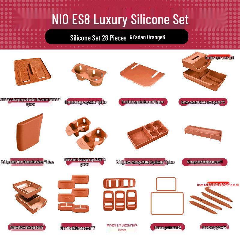 Nio ES8 Console Silicone Pad & Storage Box Set - Fits 26 Model Accessories for Interior Decoration.