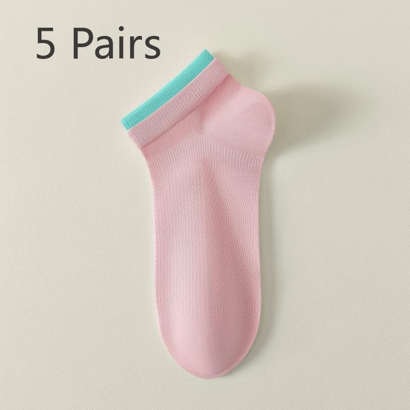 5 Pairs of Female Pure Cotton Spring and Summer 7A Antibacterial Deodorant Sweat Socks