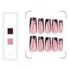 Valentine’s Day Medium Square Press On Nail with Brown French Heart Designs Stick On Nail Decoration for Women
