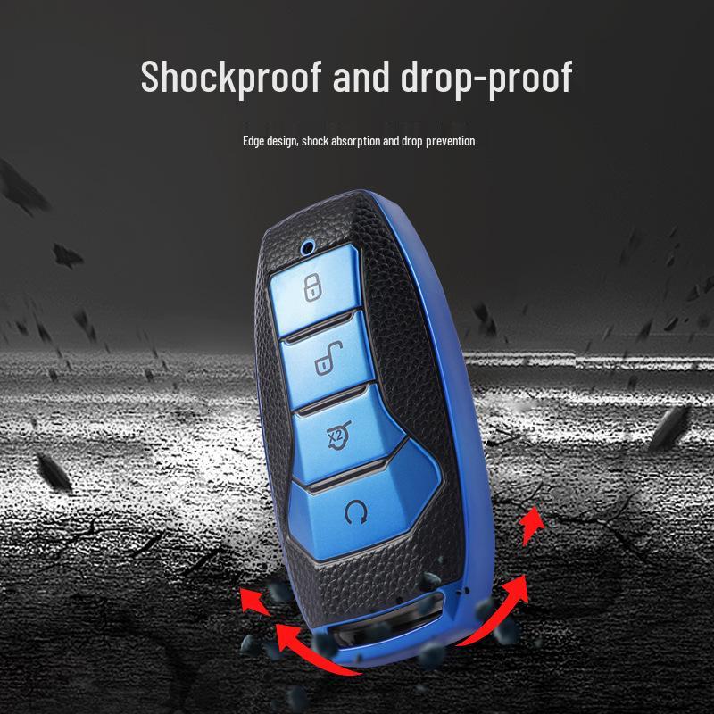 BYD Key Case: High-End Leather Texture, Full Coverage, Anti-Drop Shell for Han, Max, Qin Pro, Song Plus/Key - Men's Edition