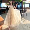 Spice Girl Purple Tube Top Dress Skirt Women's Summer Lotus Leaf Edge Chiffon Beach Seaside Vacation Mesh Suspender Skirt