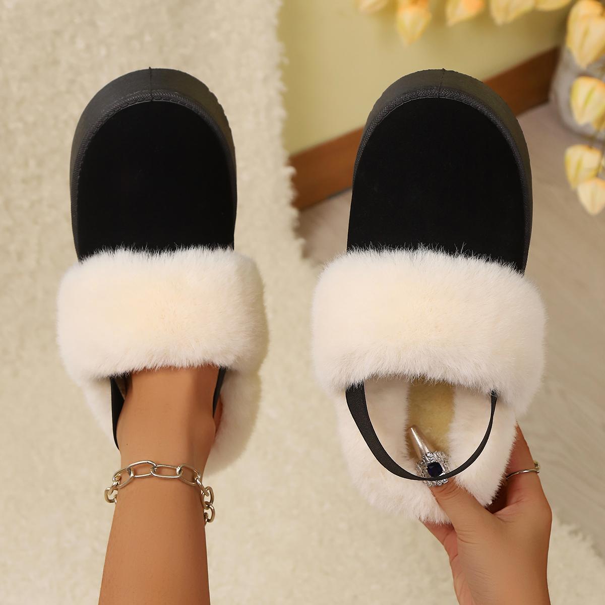

Fashion 2025 Chelsea Ankle Boots Women Winter Brand Fur Short Plush Warm Flats Slippers Platform Comfortable Shoes Cotton Slides Women 36 чёрный