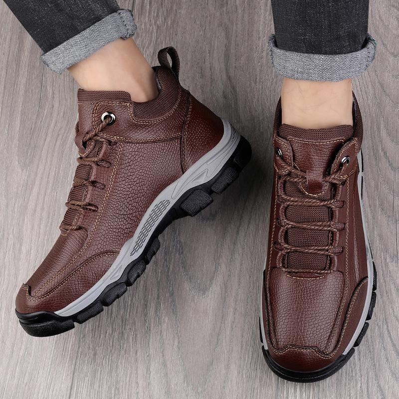 

Обувь Верхний слой коровья кожа кроссовки мужские Чжунбан уличная обувь для хайкинга мужская модная дышащая обувь для бега бархат 38