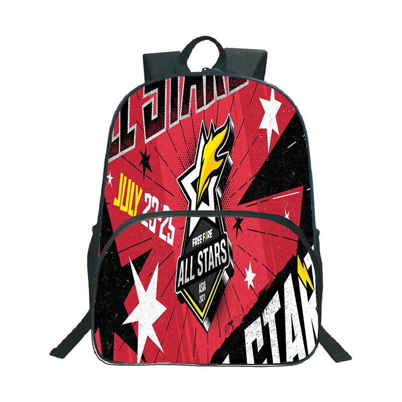 Shooter-Spiel Free Fire 3D-Druck Rucksack Junge Mädchen Lässige Schultasche Schüler Wasserdichter Rucksack Cartoon-Muster Rucksäcke