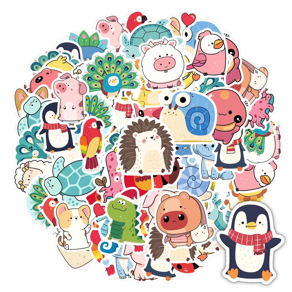 35pcs Cute Animals Stickers Fun Sea Life DIY Stickers Stationery Stickers For Suitcase Fridge Phone Luggage Laptop Guitar Car