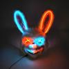 Maschera da Coniglio Luminosa a LED Spaventosa Peluche Coniglio Killer Maschera Luminosa Sanguinante per Halloween Carnevale Cosplay Glow In The Dark Festa