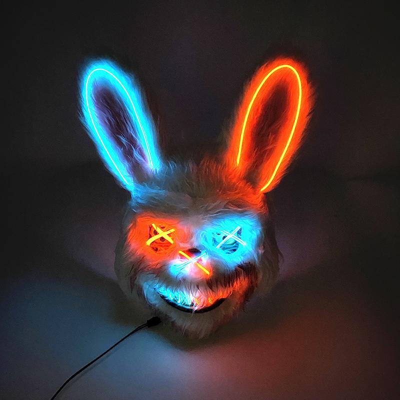 Halloween Leuchtende Horror-Tiermaske LED Leuchtende Blutige Bärenmaske Blinkende Neon Cosplay Gruselige Maskerade Party Maske Zubehör