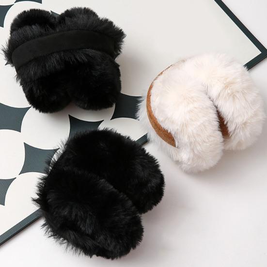 Winter Fuzzy Earmuff Cute Fluffy Faux Fur Earmuff Foldable Furry Ear Warmers for Women Men Girls Boys Jogging Skiing