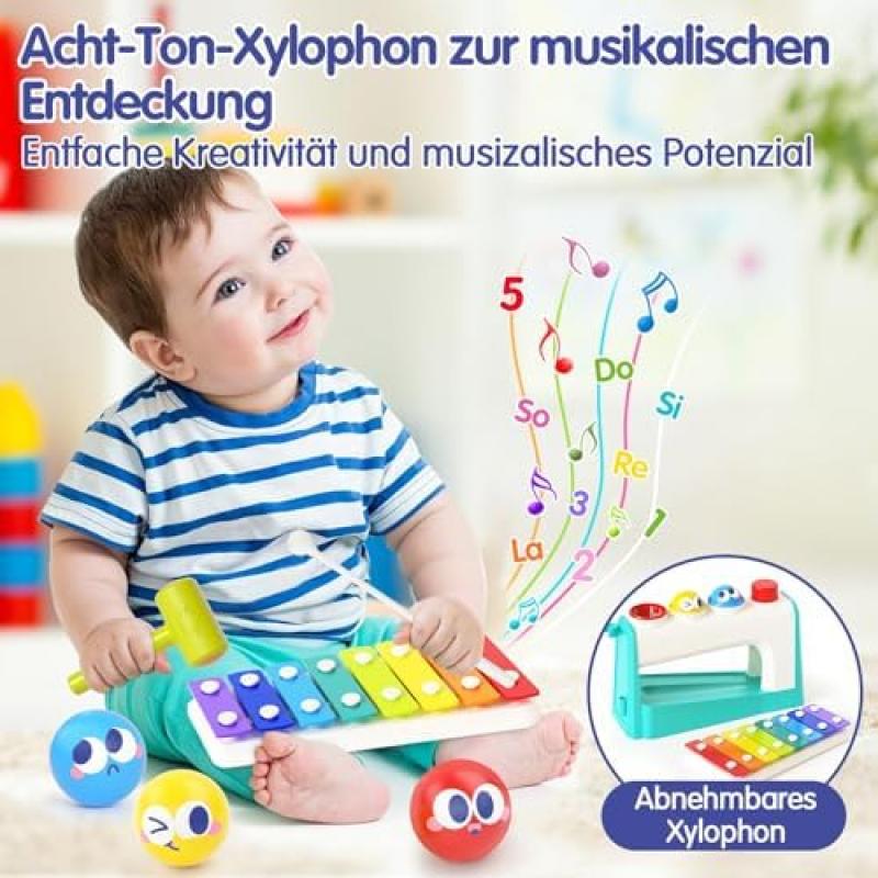 HOLA Toddler Toys 1+ Years, Hammering Xylophone Musical Toy for Boys Girls, 12+ Months Baby Gift, Montessori Educational Toy