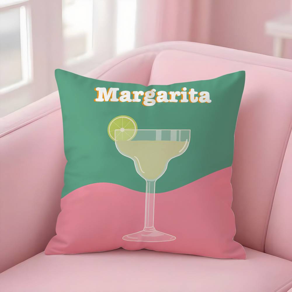 Margarita Cocktail Kunst Kissenbezug Weicher Plüschstoff Beidseitiger Druck Dekorative Wohnzimmer Heimdekoration Geschenk Kissenhülle