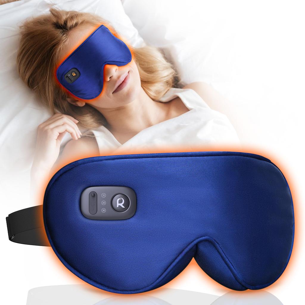 Restnature Hot Eye Mask [USB Rechargeable, Cordless, Fast Heating] with 3 Temperature Settings, Timer, 100% Light Blocking, Comfortable Sleep,