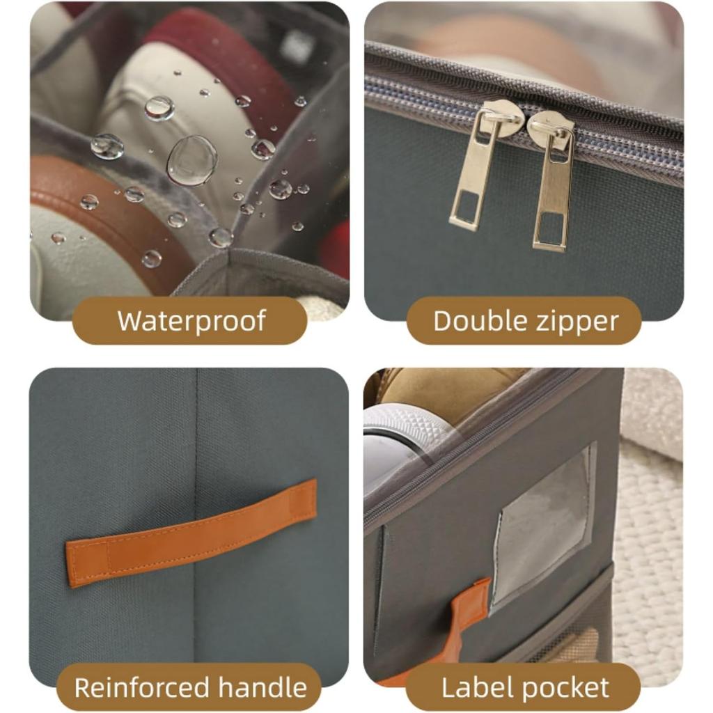 Foldable Closet Shoe Storage Box Home Clothes Towels Space-Saving Bin Clear Cover Containers