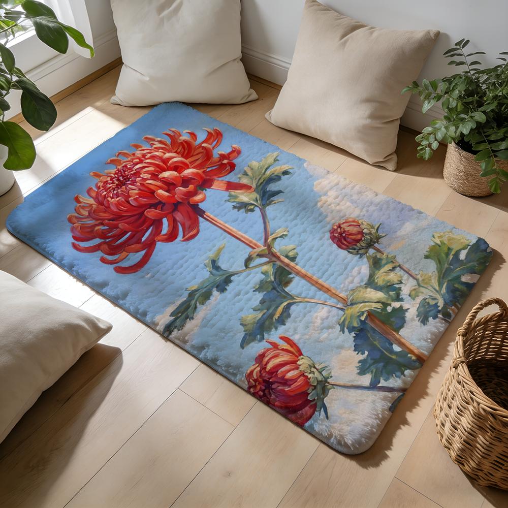 Bunte Blumen Fußmatte Weiche Flanell-Absorbierende Matte Rutschfester Teppich Zuhause Schlafzimmer Badezimmer