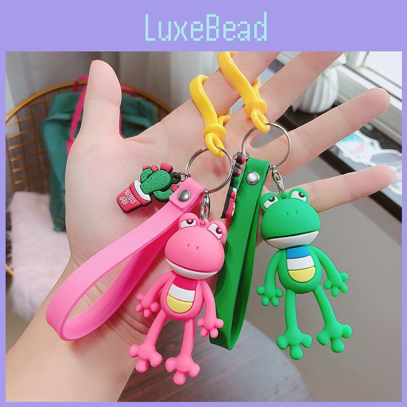 Adorable Creative Cartoon Diy Frog Keychain Silicone Long Legs Key Ring For Kids And Adults