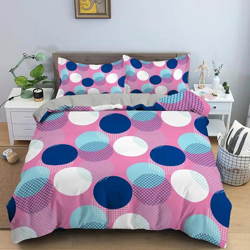 Geometriskt påslakanset Retro Morden Färg Neon King Queen Överkast örngott 2/3 st Psykedeliskt Polyester Sängklädesset