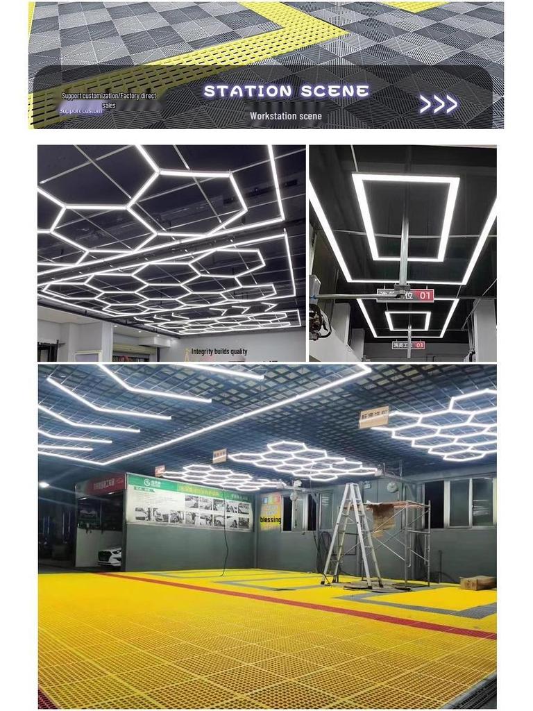 Hexagonal Waterproof LED Honeycomb Lamp for Gyms, Barbershops, and Car Washes.
