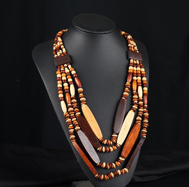 

Намисто ручної роботи з перебільшеними богемними дерев’яними намистинами Універсальне намисто Ювелірні вироби Светр Намисто Ланцюжок Персоналізовані святкові аксесуари