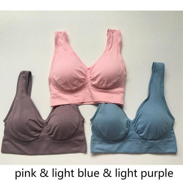3pcs Women's Sports Bra Wirefree Yoga Bras Tank Top High Intensity Push Up Large Size S~6XL