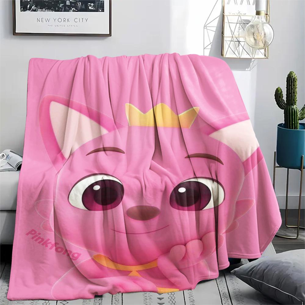 1PC Pinkfong Print Flannel Blanket, High Quality Comfortable for All Seasons, Home Decor, Warmth and Comfort, Perfect for Christmas Gifts112