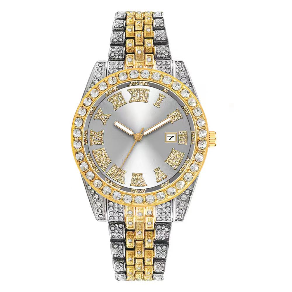 Luxury Roman Numeral Diamond Calendar Women's Quartz Fashion Watch