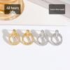 Real Gold-Plated Star Double Ring Rhinestone Geometric Stud Earrings for Women