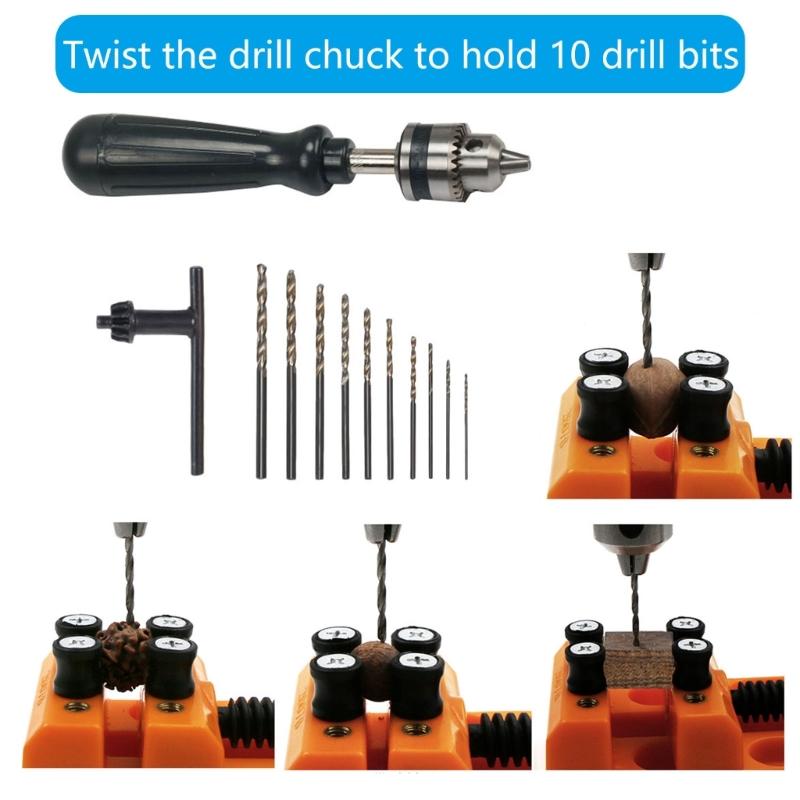 Ergonomic Manual Drill Set Contains 10Pcs High Hardness Bit (0.3-3mm) Ideal For Wood Plastic And Resin