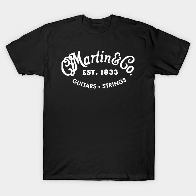 Men Black Print T-shirt Martin Guitars No-Cut Transfer Paper Print Cotton Tshirt