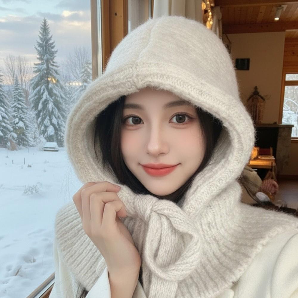 Winter Thickened Warm Ear Protection Big Head Circumference Knitted Wool Hat Women