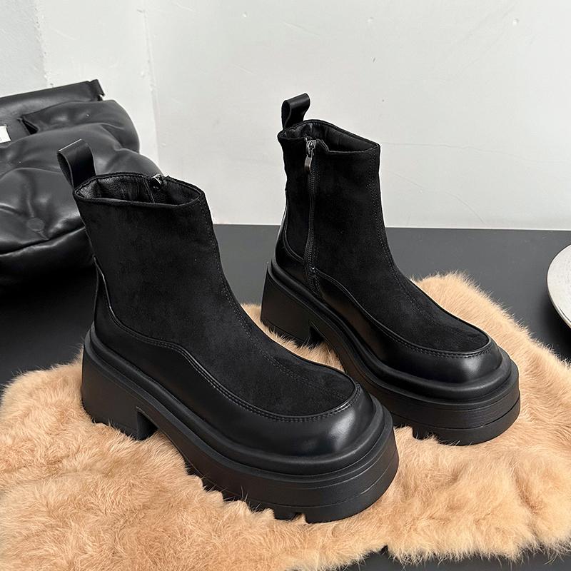 Fashion Vintage Platform Thick Bottom Women Ankle Boots Female Height Increase Short Booties Fashion Autumn Winter Women's Shoes