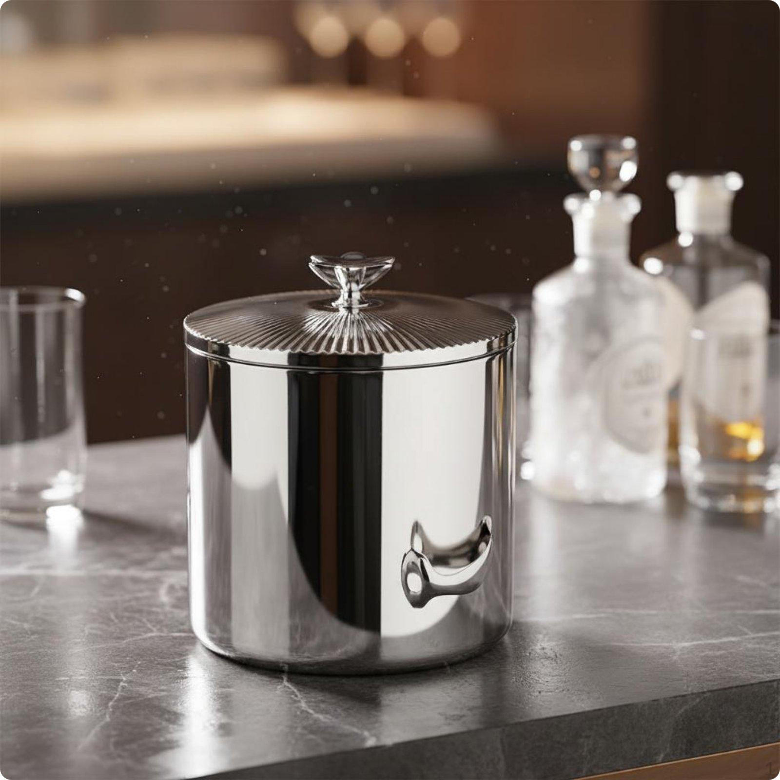 Stainless Steel Ice Bucket Keeps Drinks Cold Double Walls No Condensation