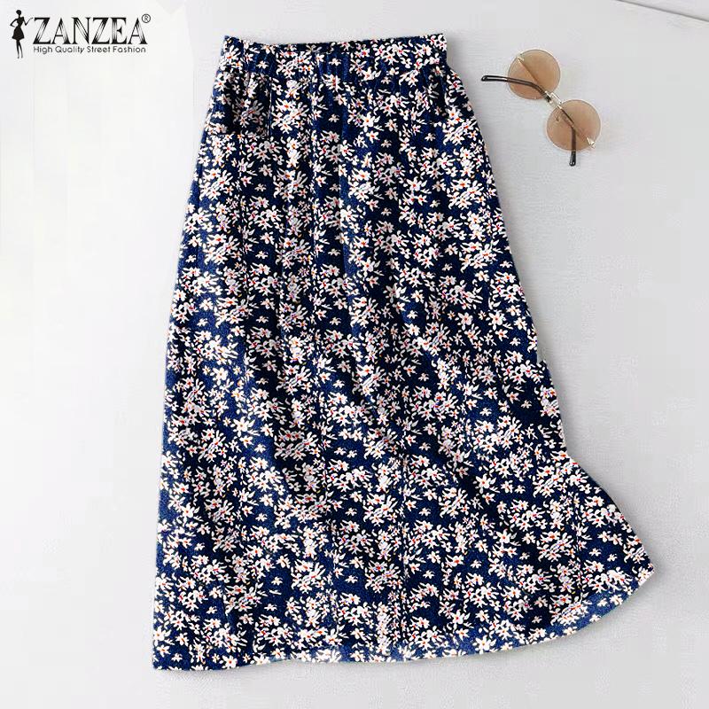 

ZANZEA женские летние юбки трапециевидной формы с эластичной резинкой на талии с цветочным принтом
