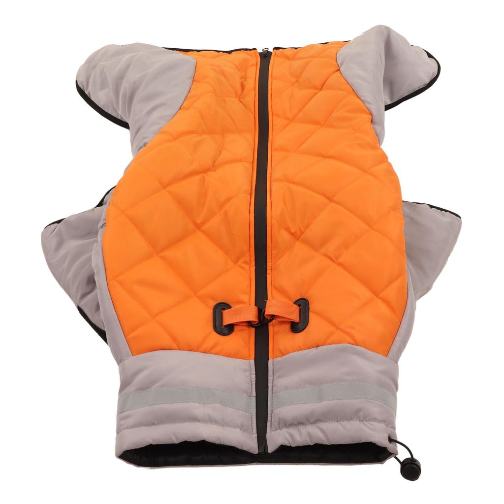 Reflective Turtleneck Dog Vest Thickening Warm Dog Cold Weather Jacket for Autumn Winter Grey Orange