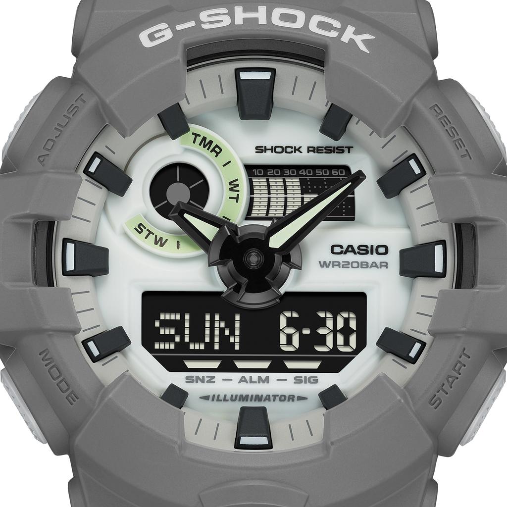 Casio Unisex Likit Kristal/Analog Çift Ekran Serisi Gri Saat GA-700HD-8APR GA-700HD-8APR