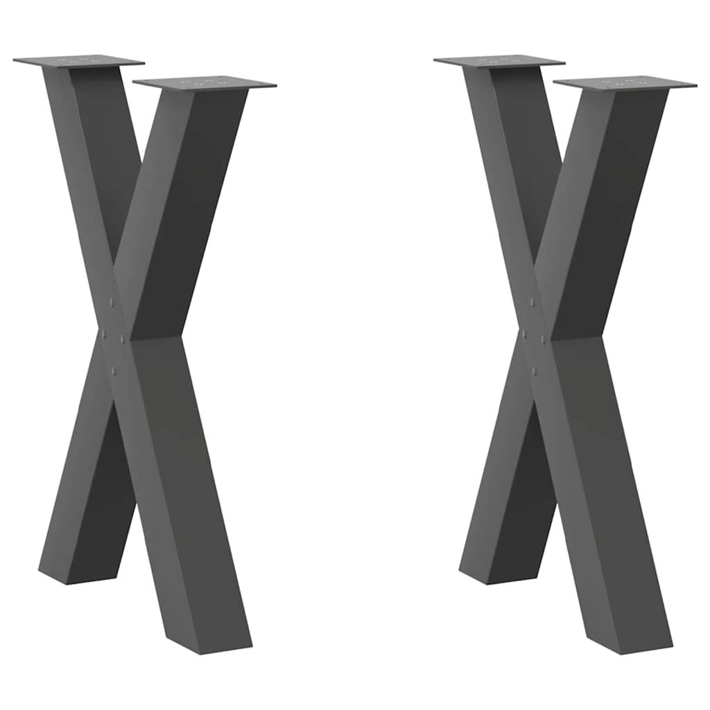 Vidaxl Dining Table Legs, 2 Pcs, Anthracite, 60X(72-73) Cm, Steel