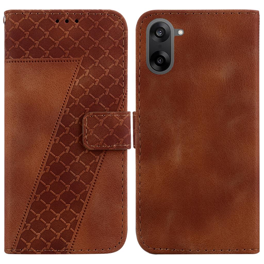 For OnePlus Nord CE5 5G Stand Case 7-Shaped Pattern Imprint Leather Phone Cover with Strap