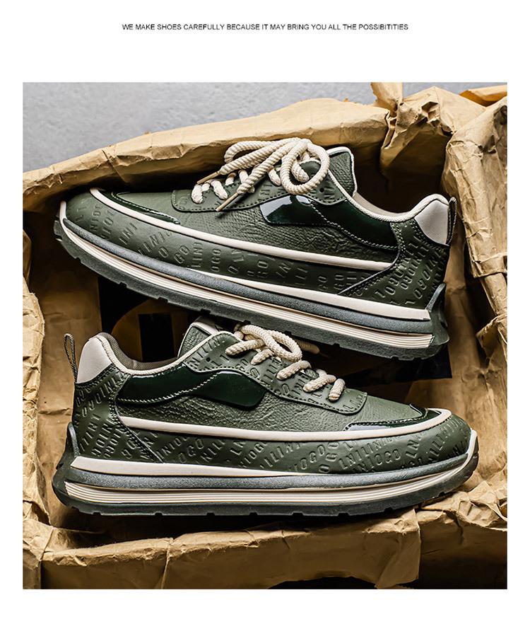 Men's 2025 Spring Breathable Leather Sneakers - Trendy Versatile Thick-Soled Casual Dad Shoes