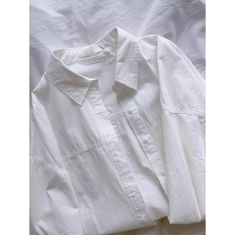 Light Luxury Blue Pure Cotton Shirt Women's Long Sleeve Sun Protection Outerwear Elegant Chic Loose Top Shirt Jacket